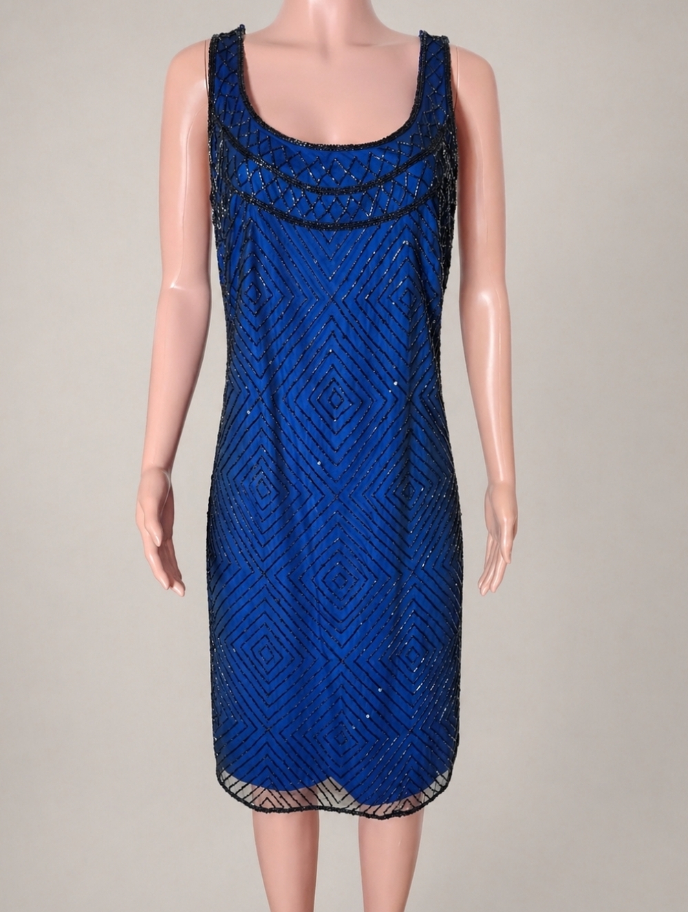 NWT Laurence Kazar Beaded Sheath Dress in Royal Blue 1X